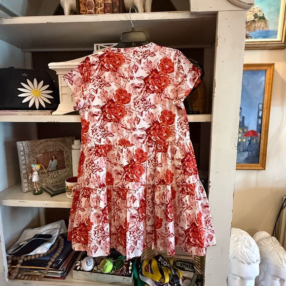 Jude Connally Maddie dress painted blooms red Large L nwt - Picture 7 of 7